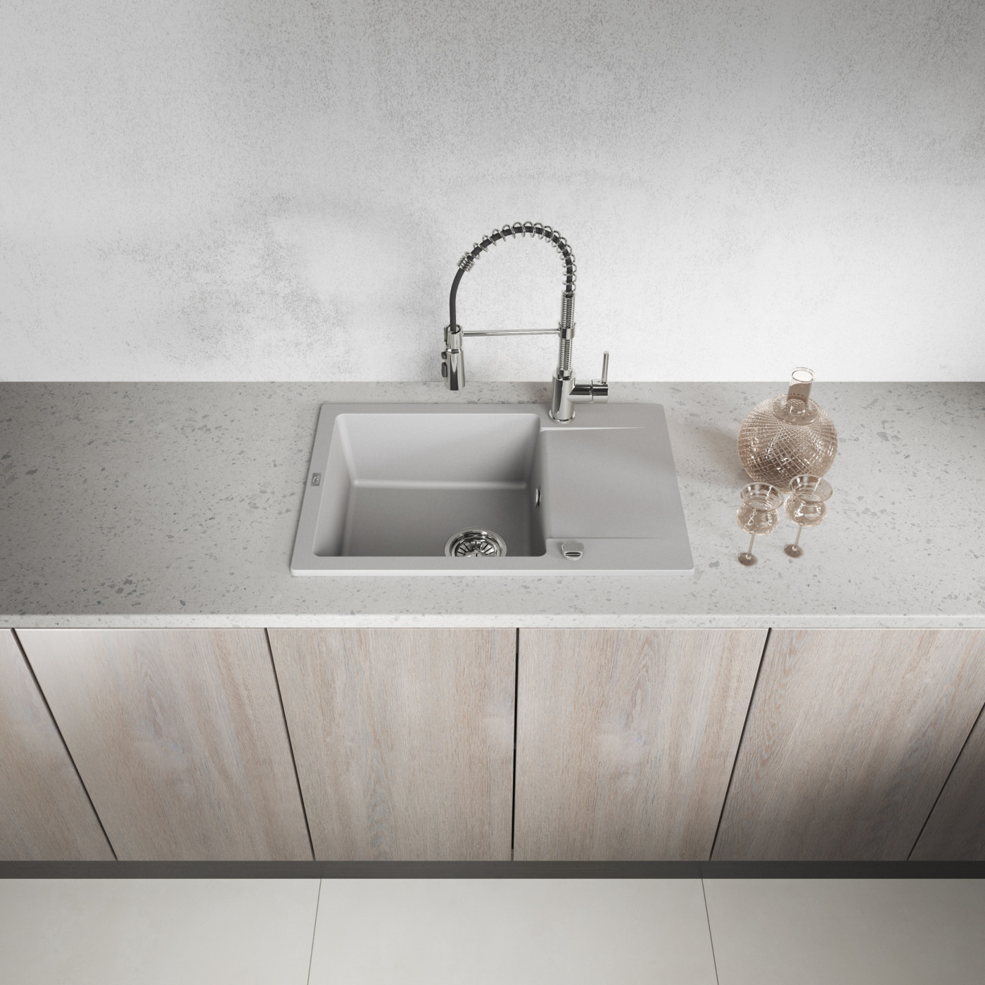 Zlewozmywak Granitowy Jednokomorowy Szary Zlewozmywak Granitowy Jednokomorowy Szary