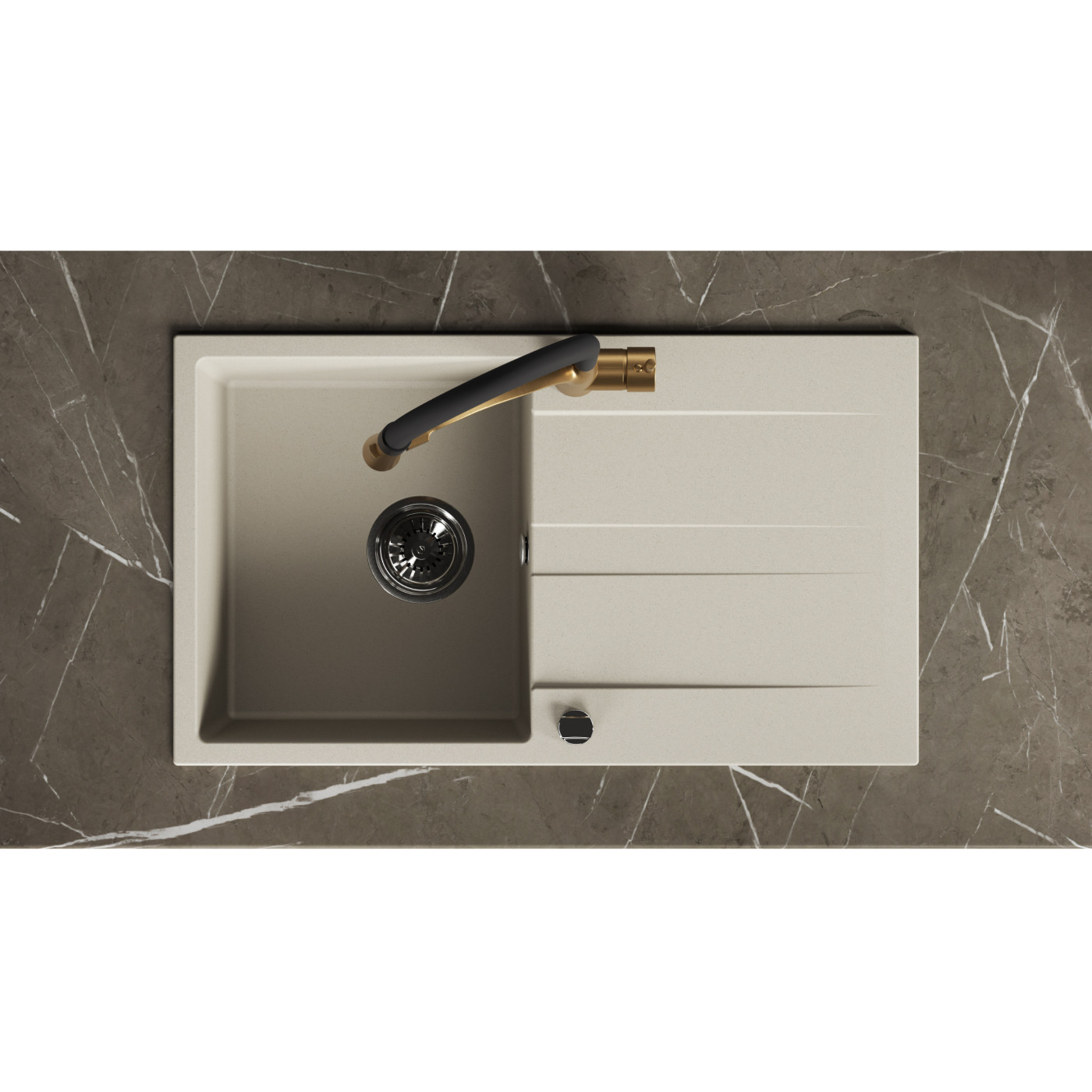 Zlewozmywak Zlew Granitowy Jednokomorowy Beżowy z Ociekaczem LAUT Zlewozmywak Zlew Granitowy Jednokomorowy Beżowy z Ociekaczem LAUT