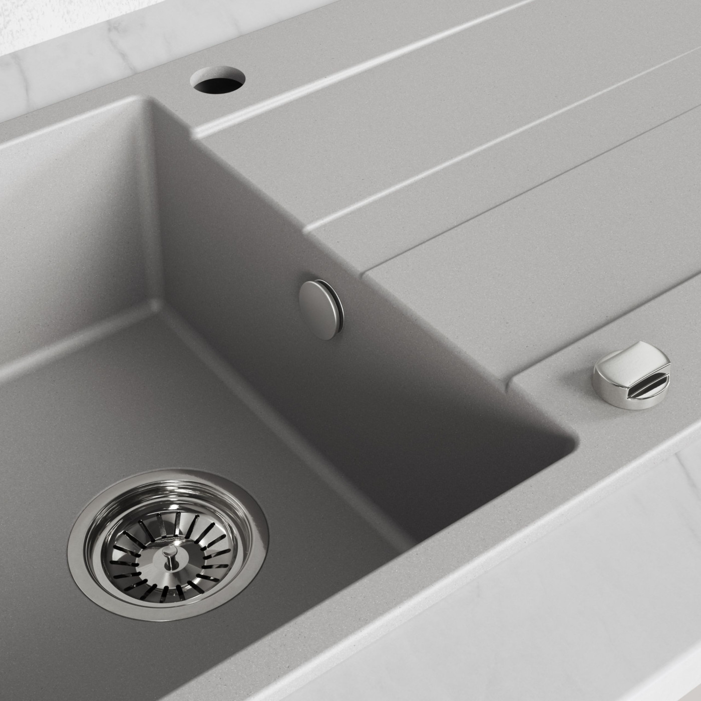 Zlewozmywak Zlew Granitowy Jednokomorowy Szary z Ociekaczem LAUT Zlewozmywak Zlew Granitowy Jednokomorowy Szary z Ociekaczem LAUT