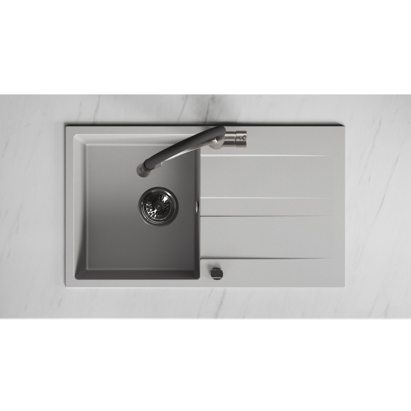 Zlewozmywak Zlew Granitowy Jednokomorowy Szary z Ociekaczem LAUT Zlewozmywak Zlew Granitowy Jednokomorowy Szary z Ociekaczem LAUT