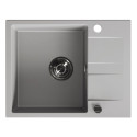 Zlew Zlewozmywak Jednokomorowy Granitowy Szary z Półociekaczem Zlew Zlewozmywak Jednokomorowy Granitowy Szary z Półociekaczem