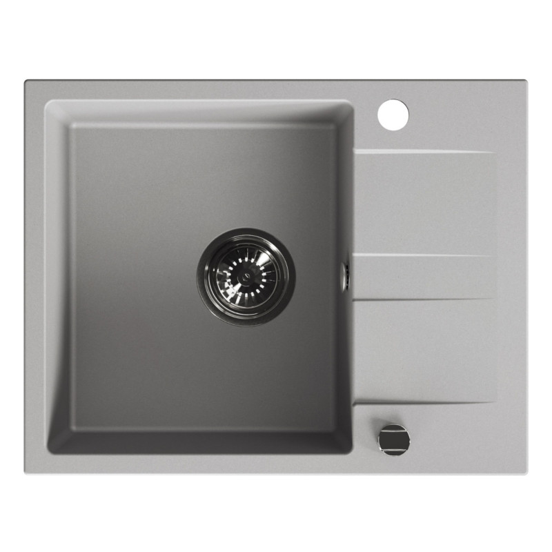 Zlew Zlewozmywak Jednokomorowy Granitowy Szary z Półociekaczem Zlew Zlewozmywak Jednokomorowy Granitowy Szary z Półociekaczem
