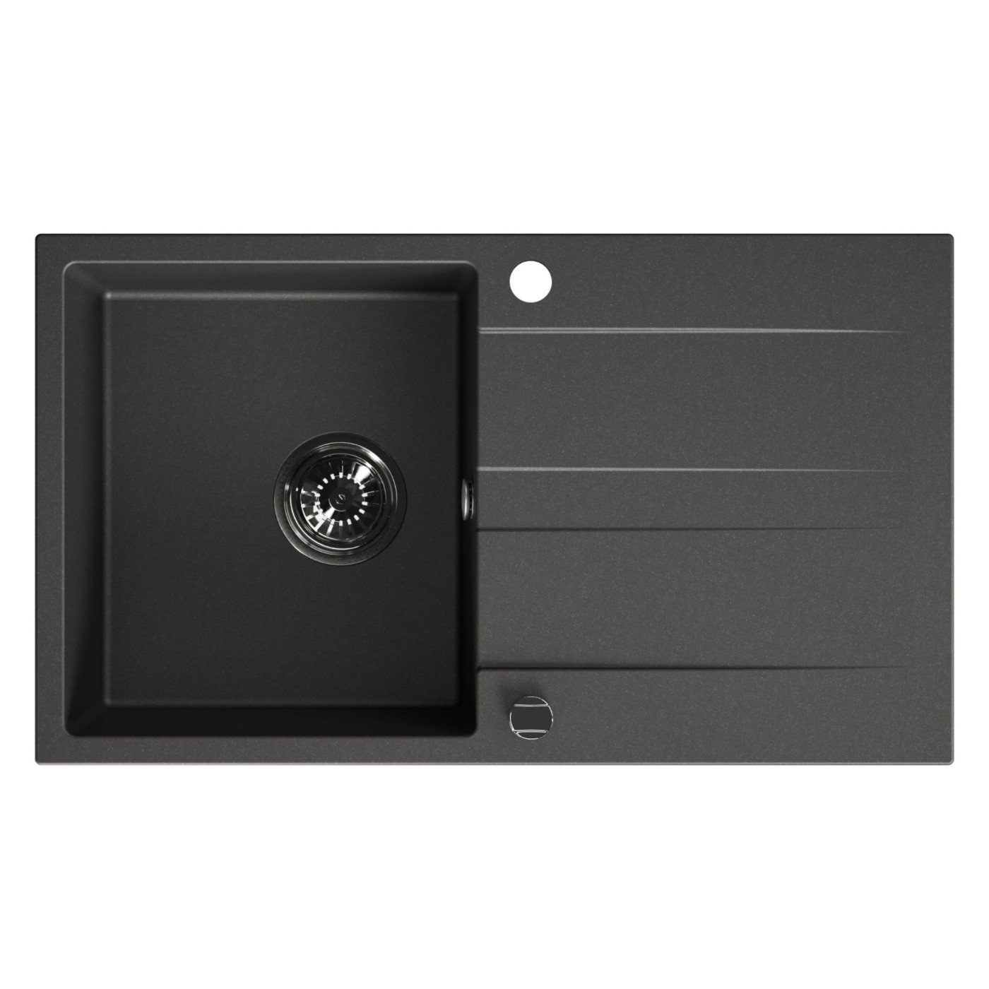 Zlew Zlewozmywak Jednokomorowy Granitowy Czarny z Ociekaczem Zlew Zlewozmywak Jednokomorowy Granitowy Czarny z Ociekaczem