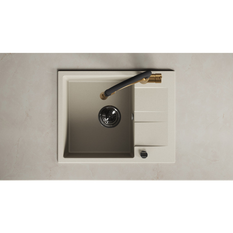 Zlew Zlewozmywak Jednokomorowy Granitowy Beżowy z Półociekaczem Zlew Zlewozmywak Jednokomorowy Granitowy Beżowy z Półociekaczem