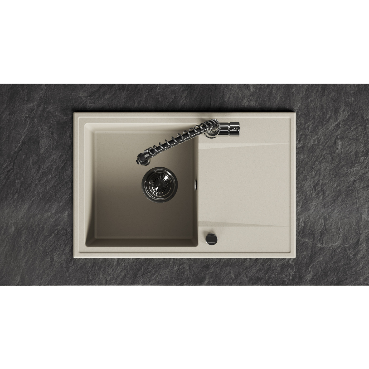 Zlewozmywak Granitowy Jednokomorowy z Ociekaczem Beż Zlewozmywak Granitowy Jednokomorowy z Ociekaczem Beż