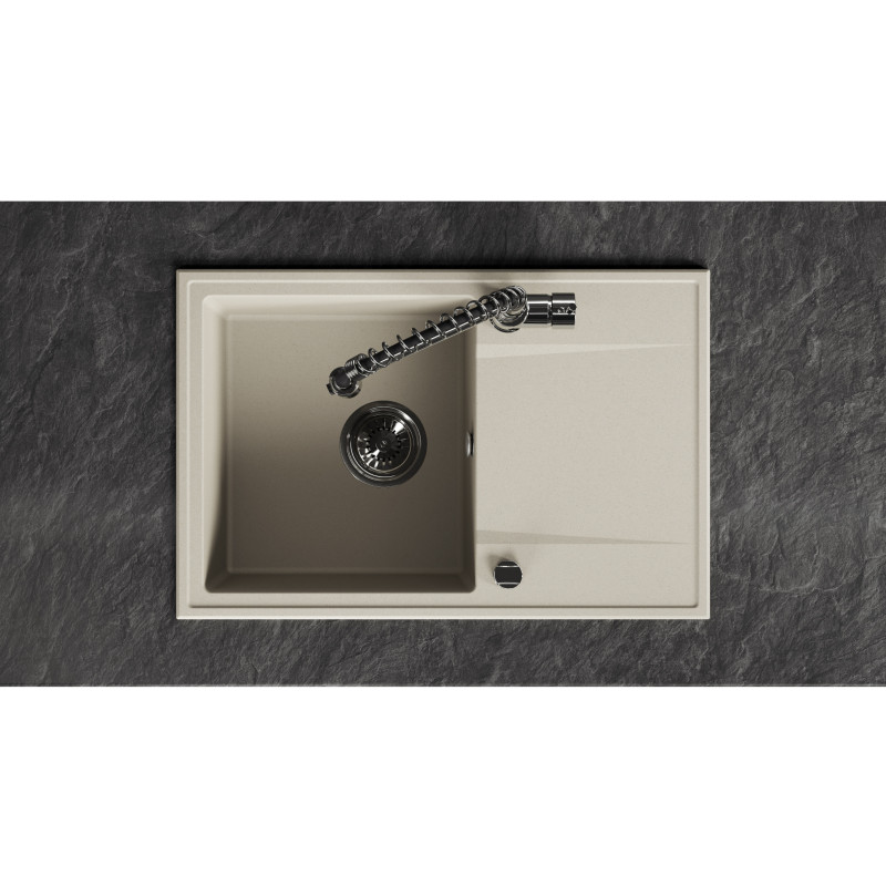 Zlewozmywak Granitowy Jednokomorowy z Ociekaczem Beż Zlewozmywak Granitowy Jednokomorowy z Ociekaczem Beż