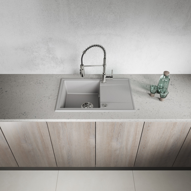 Zlewozmywak Granitowy Jednokomorowy Szary Zlewozmywak Granitowy Jednokomorowy Szary