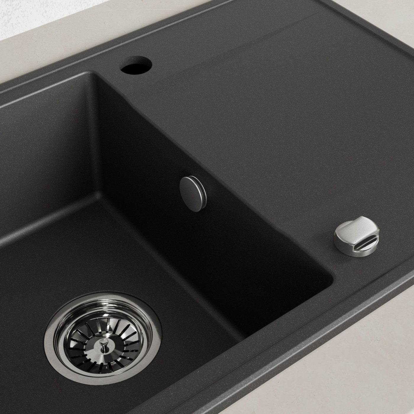 Zlewozmywak Granitowy Jednokomorowy Czarny HUNTER