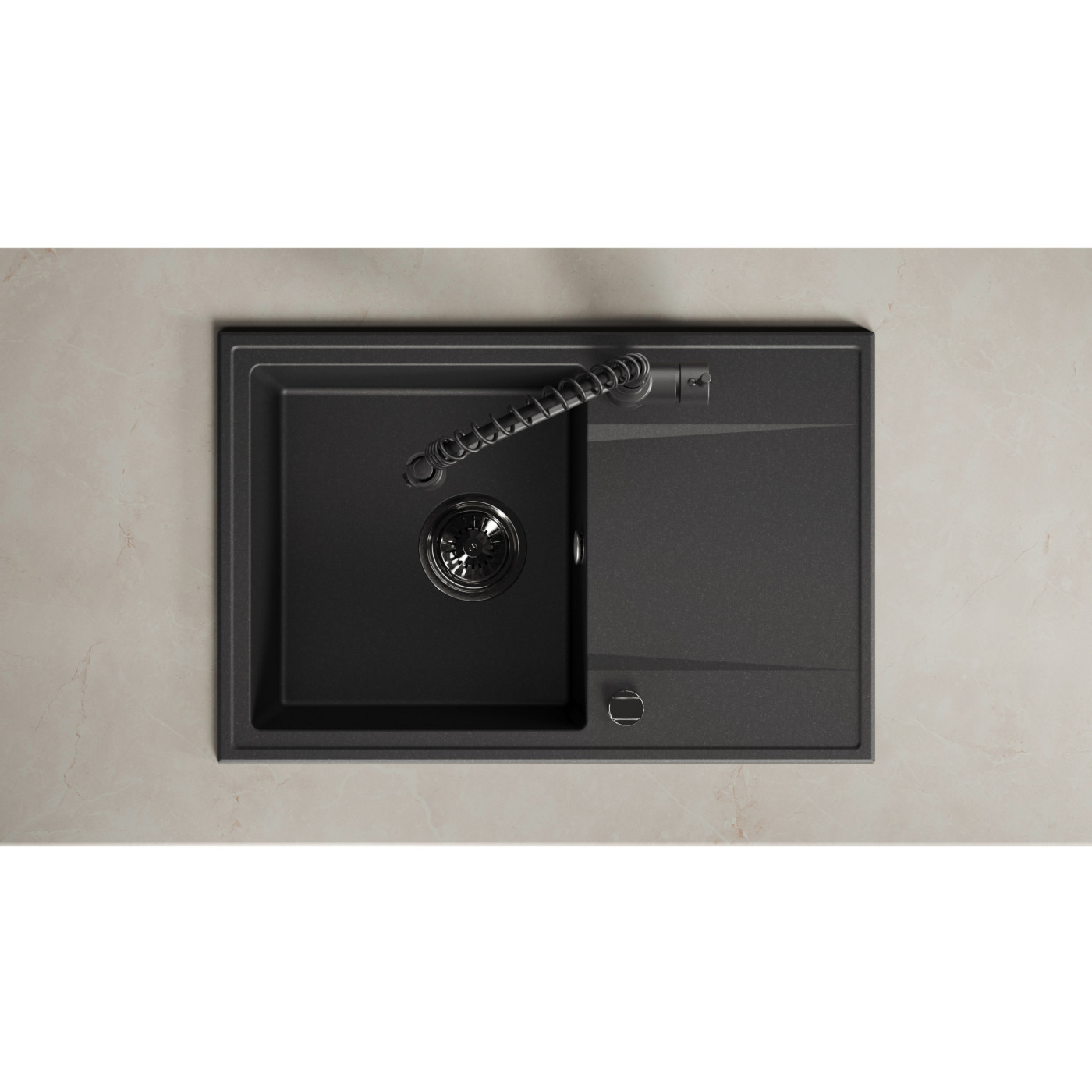 Zlewozmywak Granitowy Jednokomorowy Czarny HUNTER