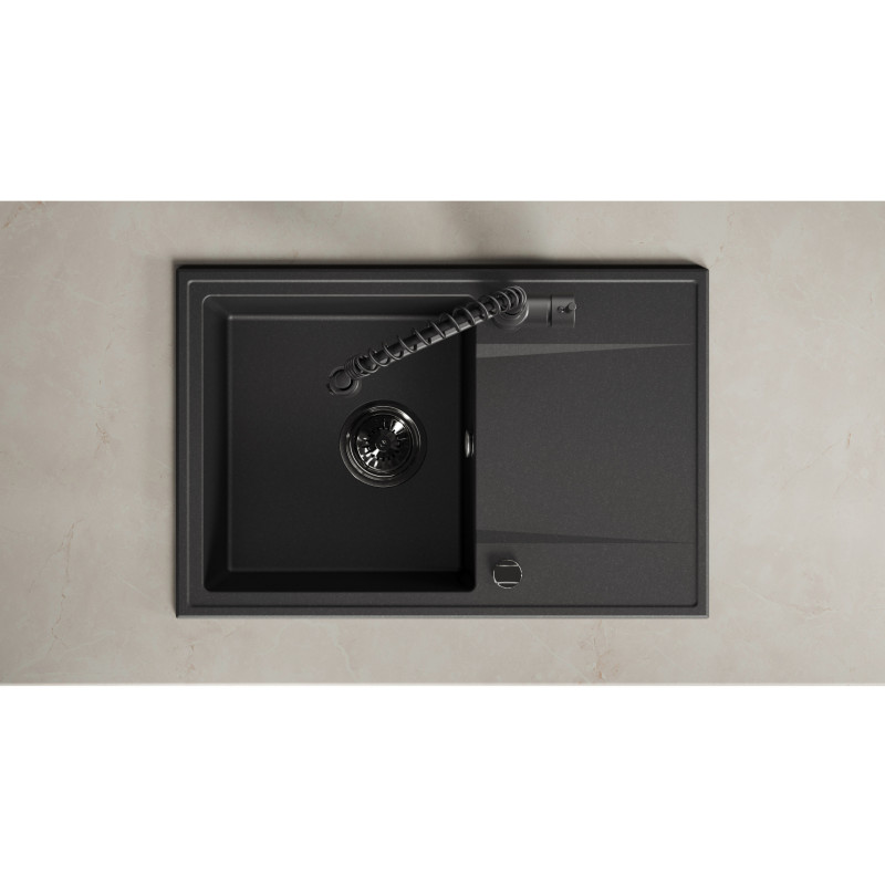 Zlewozmywak Granitowy Jednokomorowy Czarny HUNTER
