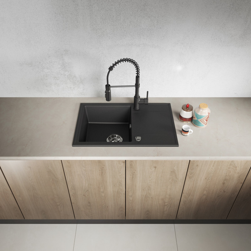 Zlewozmywak Granitowy Jednokomorowy Czarny HUNTER