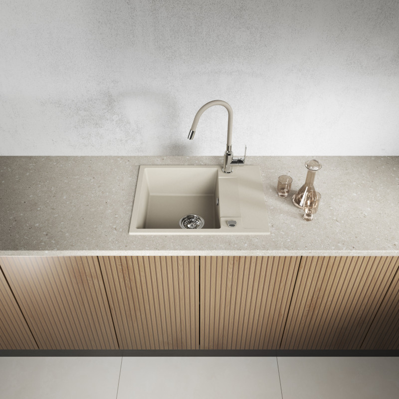 Zlewozmywak Granitowy Jednokomorowy Beżowy