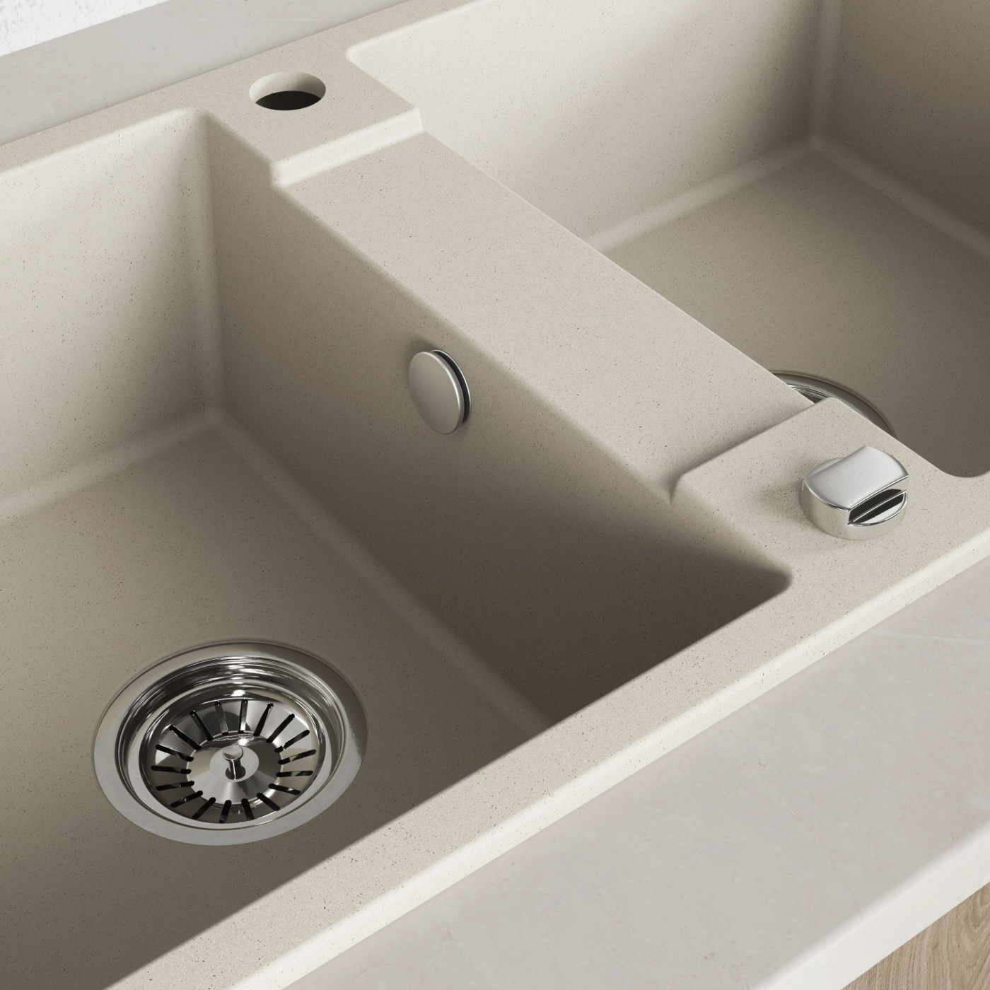 Zlewozmywak Granitowy Dwukomorowy Beżowy RAB