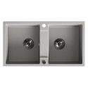 Zlewozmywak Granitowy Dwukomorowy Szary RAB