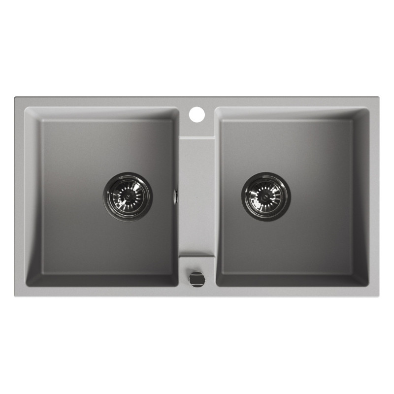 Zlewozmywak Granitowy Dwukomorowy Szary RAB