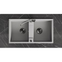 Zlewozmywak Granitowy Dwukomorowy Szary RAB