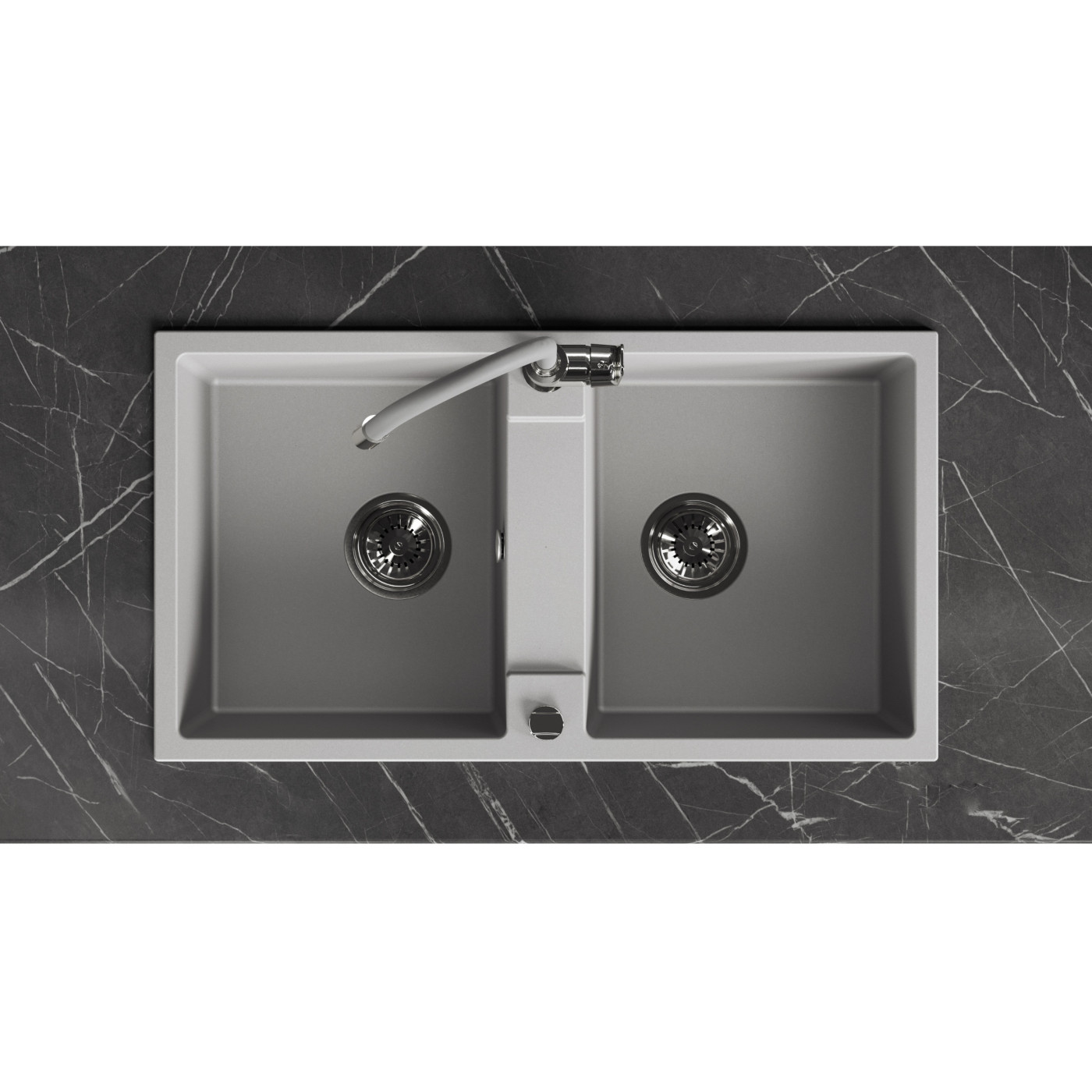 Zlewozmywak Granitowy Dwukomorowy Szary RAB