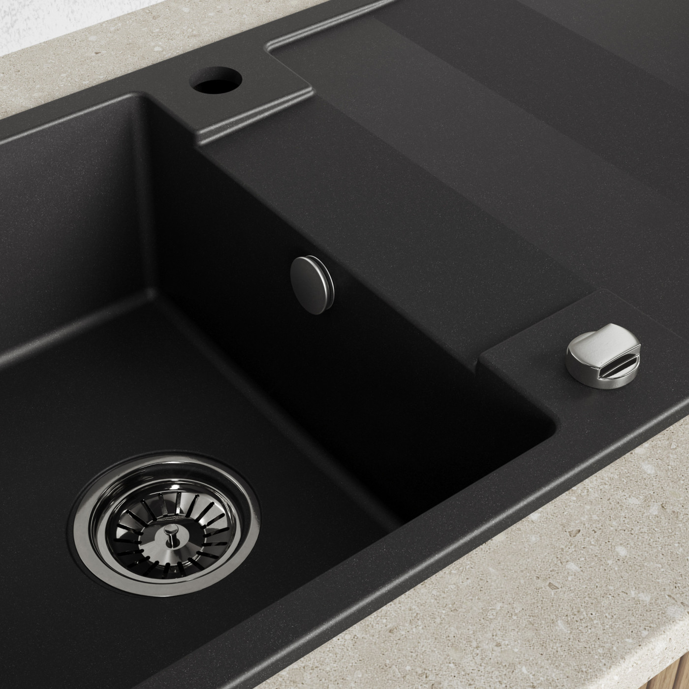 Zlewozmywak Granitowy Jednokomorowy Czarny RAB Zlewozmywak Granitowy Jednokomorowy Czarny RAB