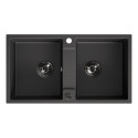 Zlewozmywak Granitowy Dwukomorowy Czarny RAB