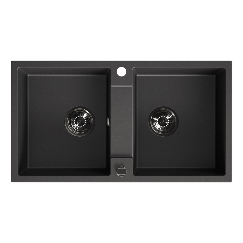 Zlewozmywak Granitowy Dwukomorowy Czarny RAB