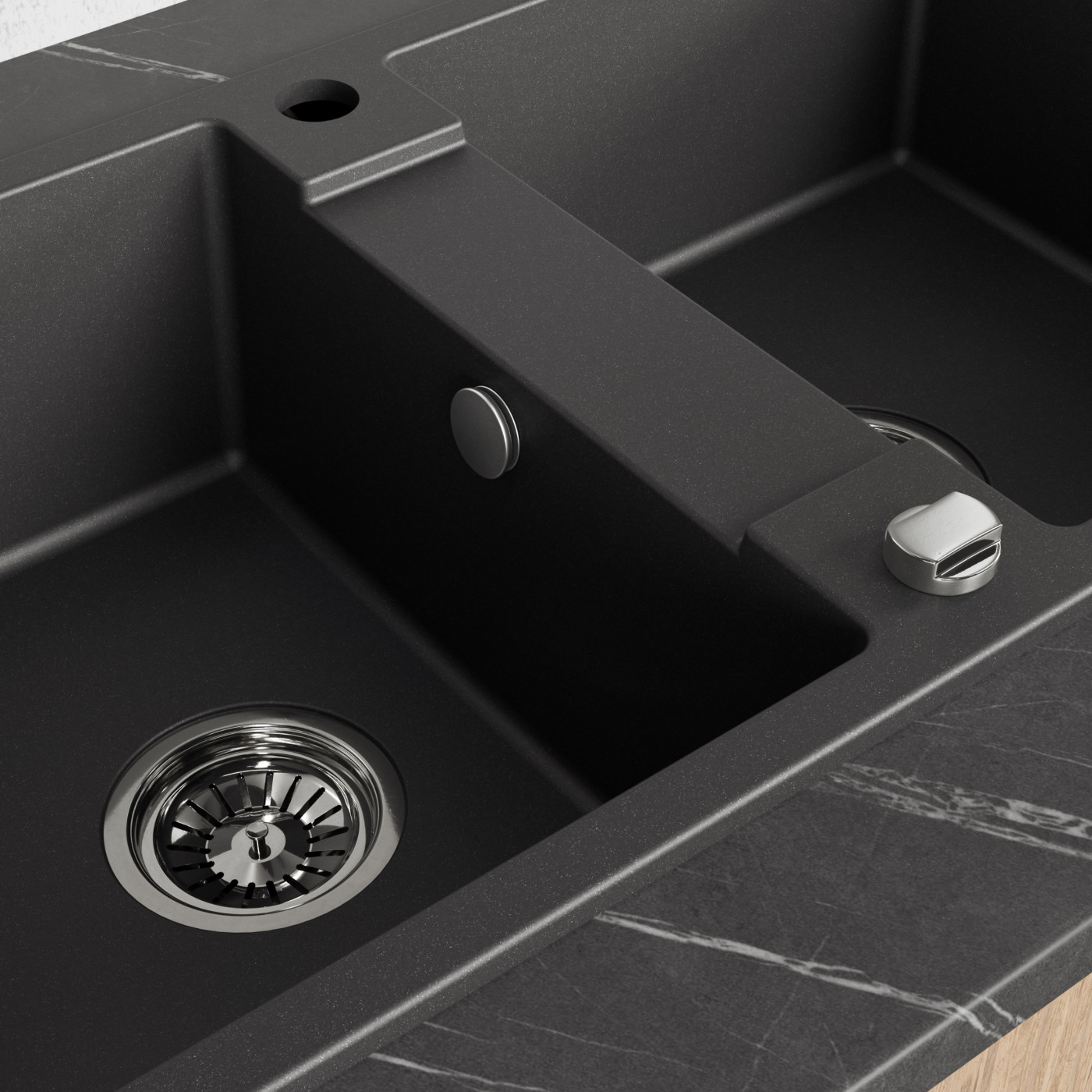 Zlewozmywak Granitowy Dwukomorowy Czarny RAB