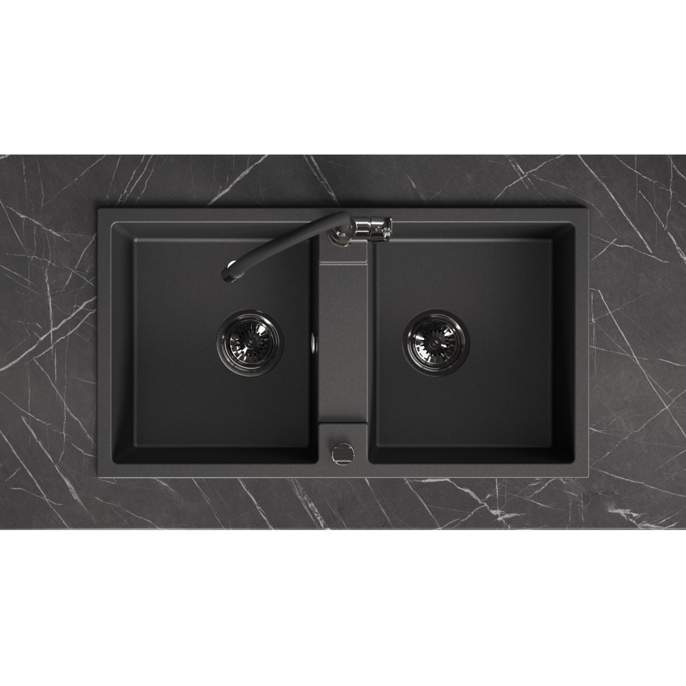 Zlewozmywak Granitowy Dwukomorowy Czarny RAB