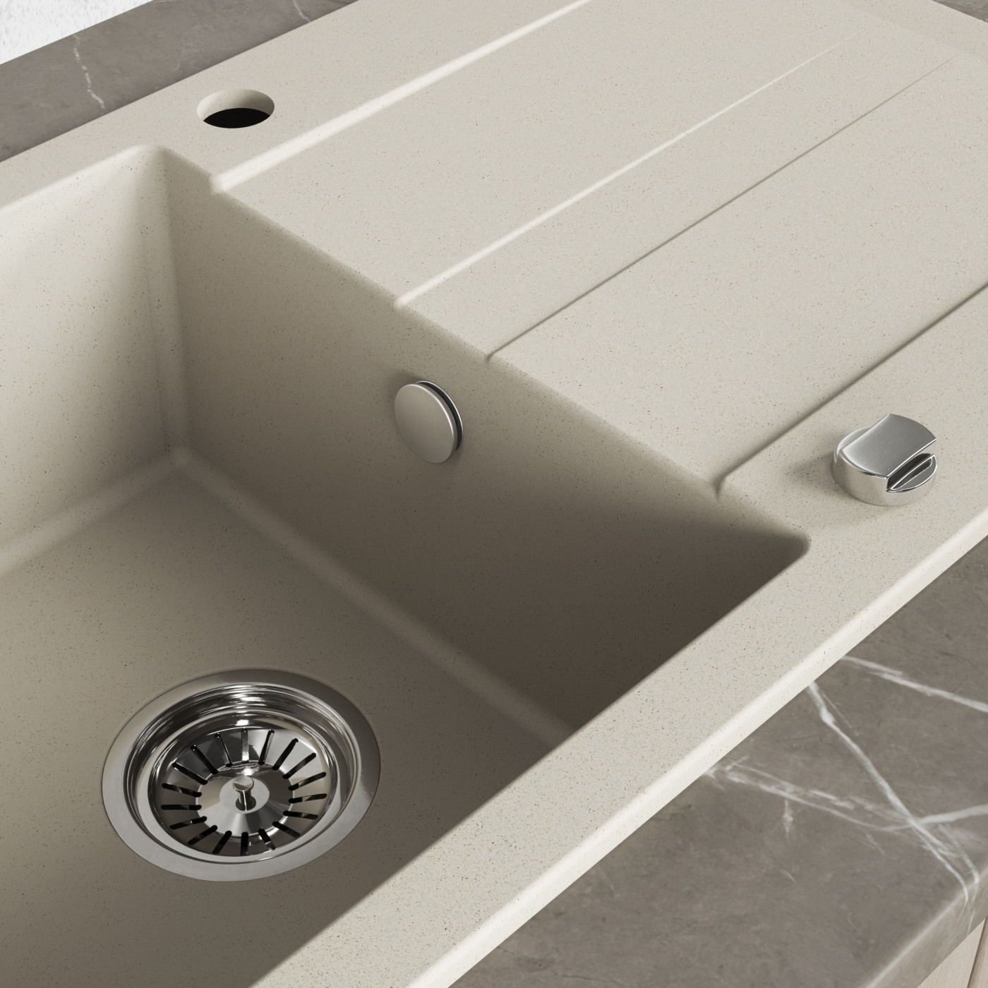 Zlewozmywak Zlew Granitowy z Ociekaczem i Syfonem