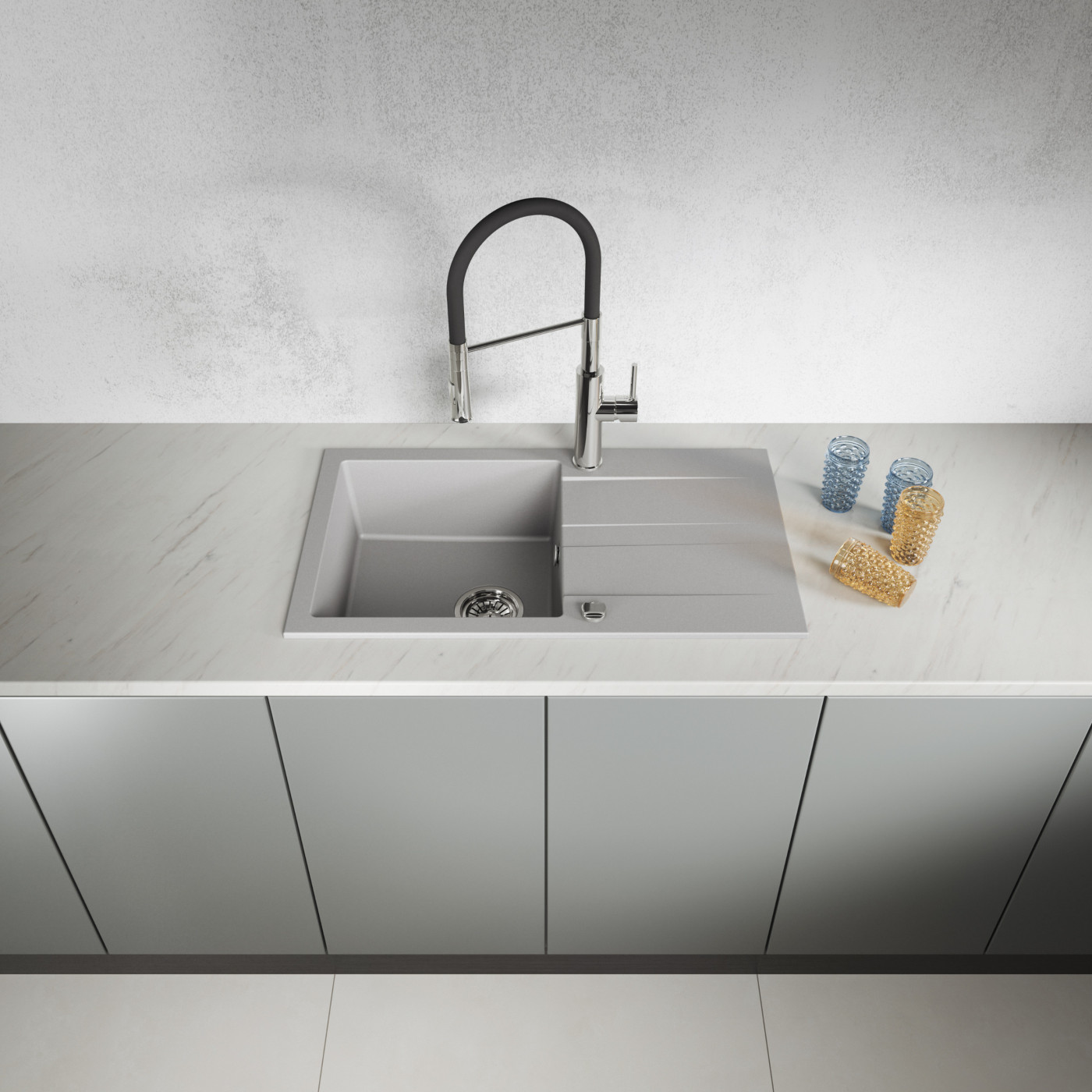 Zlewozmywak Zlew Granitowy z Syfonem Szary