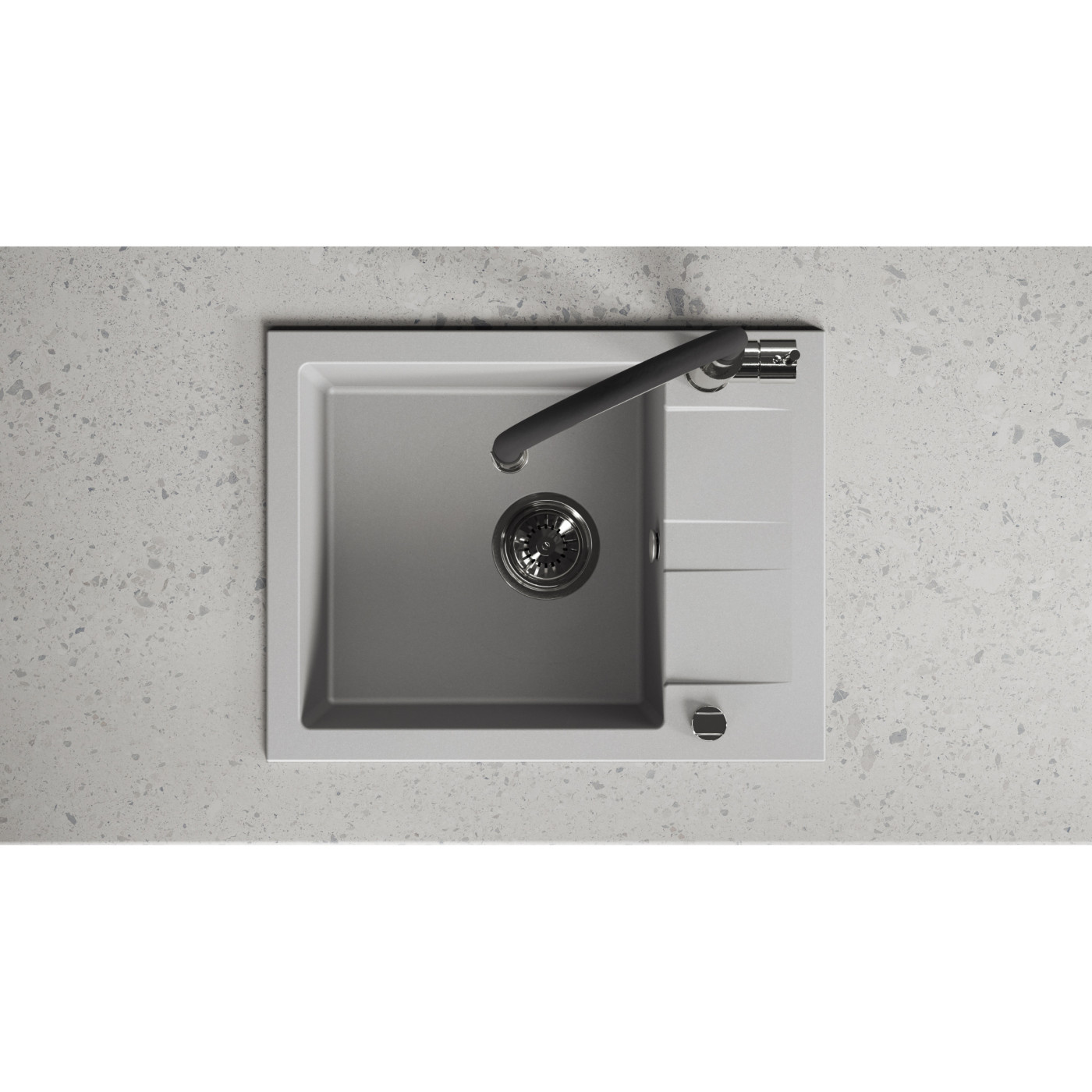 Zlewozmywak Zlew Granitowy z Syfonem Szary Zlewozmywak Zlew Granitowy z Syfonem Szary