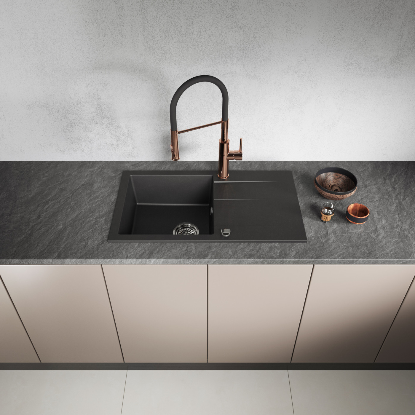 Zlewozmywak Zlew Granitowy z Ociekaczem i Syfonem