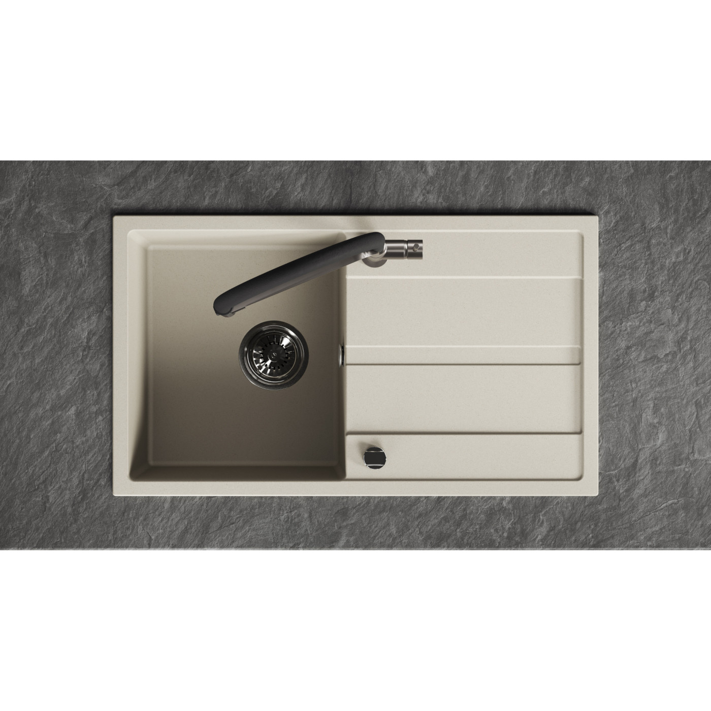 Zlew Zlewozmywak Jednokomorowy Granitowy Beżowy z Ociekaczem VITI Zlew Zlewozmywak Jednokomorowy Granitowy Beżowy z Ociekaczem VITI