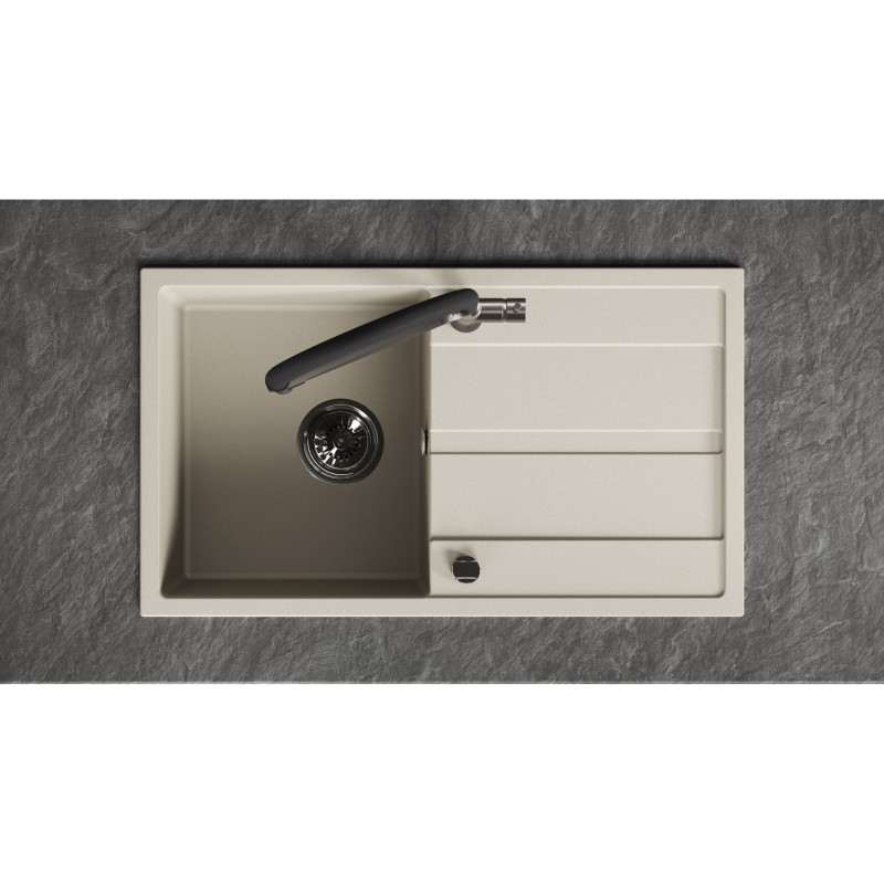 Zlew Zlewozmywak Jednokomorowy Granitowy Beżowy z Ociekaczem VITI Zlew Zlewozmywak Jednokomorowy Granitowy Beżowy z Ociekaczem VITI