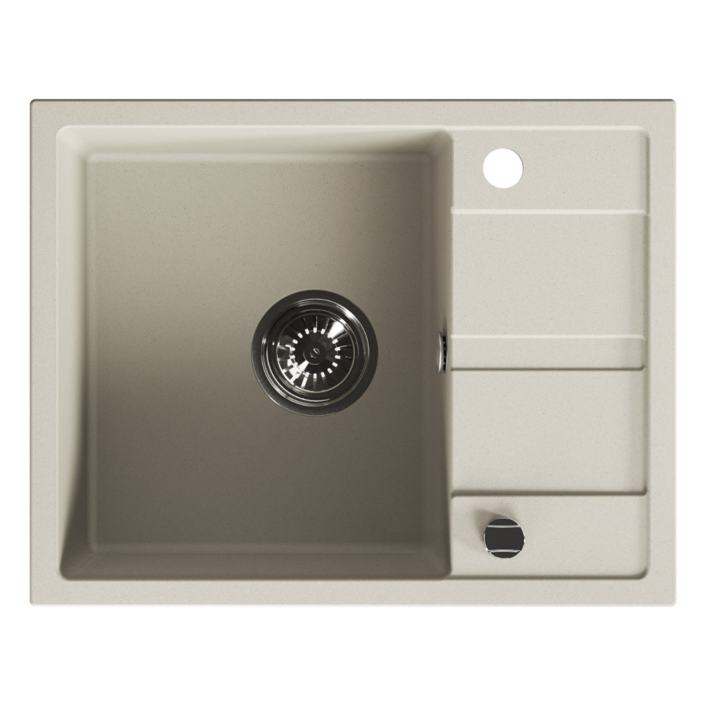 Zlew Zlewozmywak Jednokomorowy Granitowy Beżowy z Półociekaczem VITI