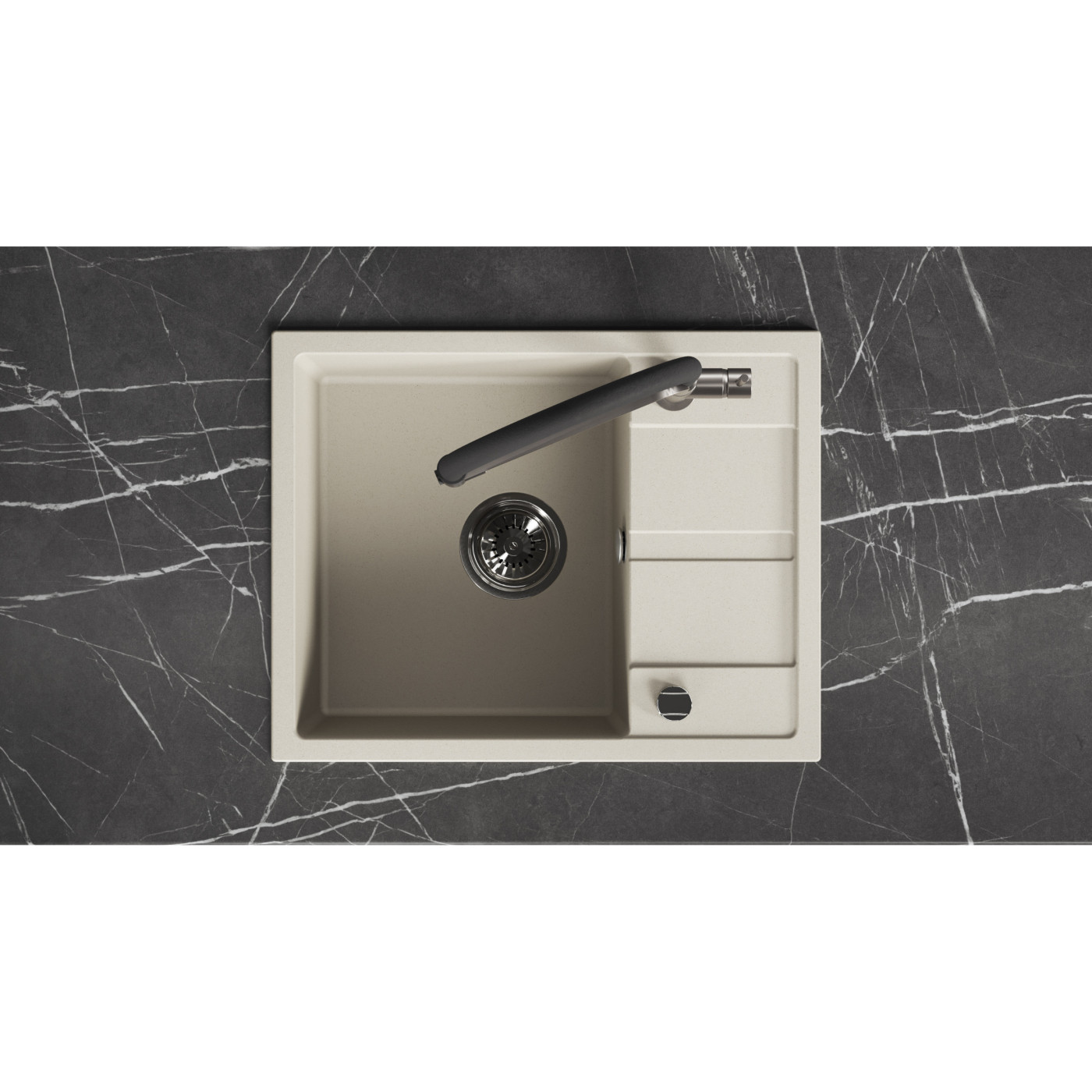 Zlew Zlewozmywak Jednokomorowy Granitowy Beżowy z Półociekaczem VITI