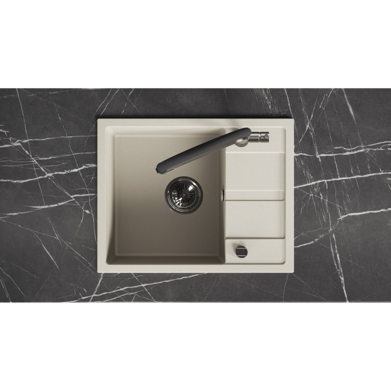 Zlew Zlewozmywak Jednokomorowy Granitowy Beżowy z Półociekaczem VITI