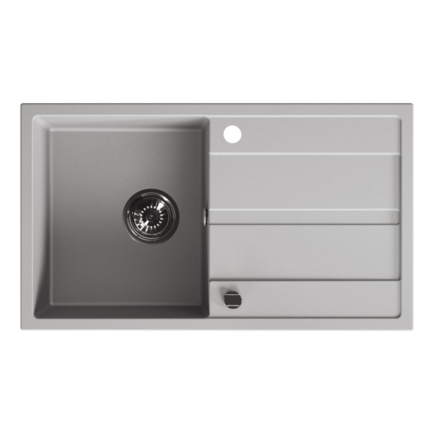 Zlew Zlewozmywak Jednokomorowy Granitowy Szary z Ociekaczem VITI Zlew Zlewozmywak Jednokomorowy Granitowy Szary z Ociekaczem VITI