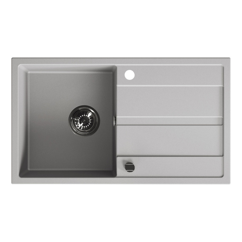 Zlew Zlewozmywak Jednokomorowy Granitowy Szary z Ociekaczem VITI Zlew Zlewozmywak Jednokomorowy Granitowy Szary z Ociekaczem VITI