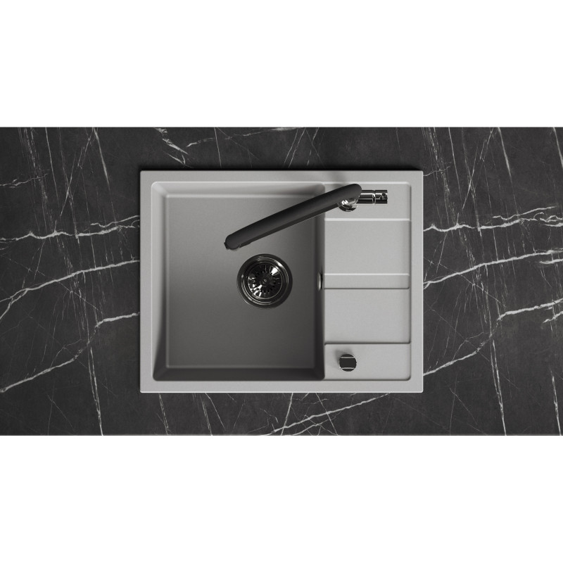 Zlew Zlewozmywak Jednokomorowy Granitowy Szary z Półociekaczem VITI