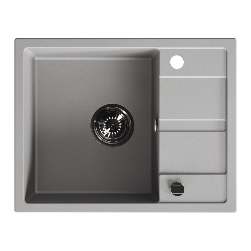 Zlew Zlewozmywak Jednokomorowy Granitowy Szary z Półociekaczem VITI