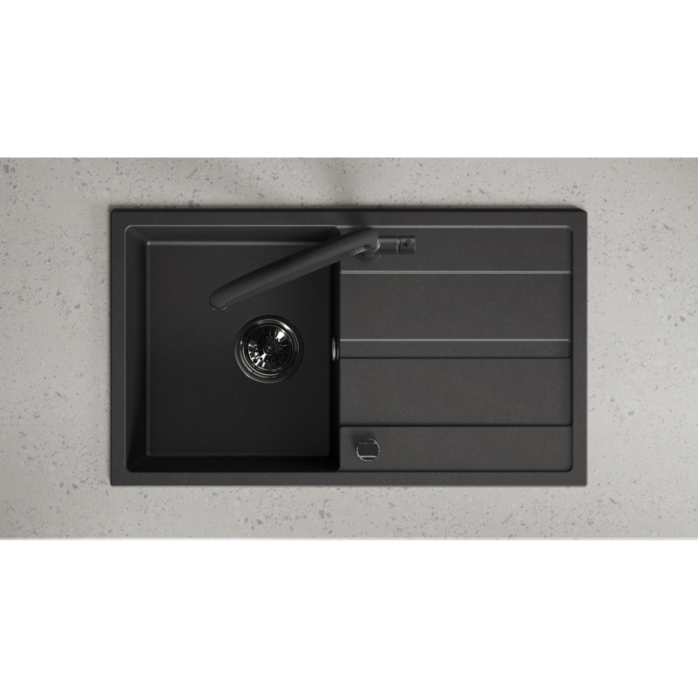 Zlew Zlewozmywak Jednokomorowy Granitowy Czarny z Ociekaczem VITI Zlew Zlewozmywak Jednokomorowy Granitowy Czarny z Ociekaczem VITI