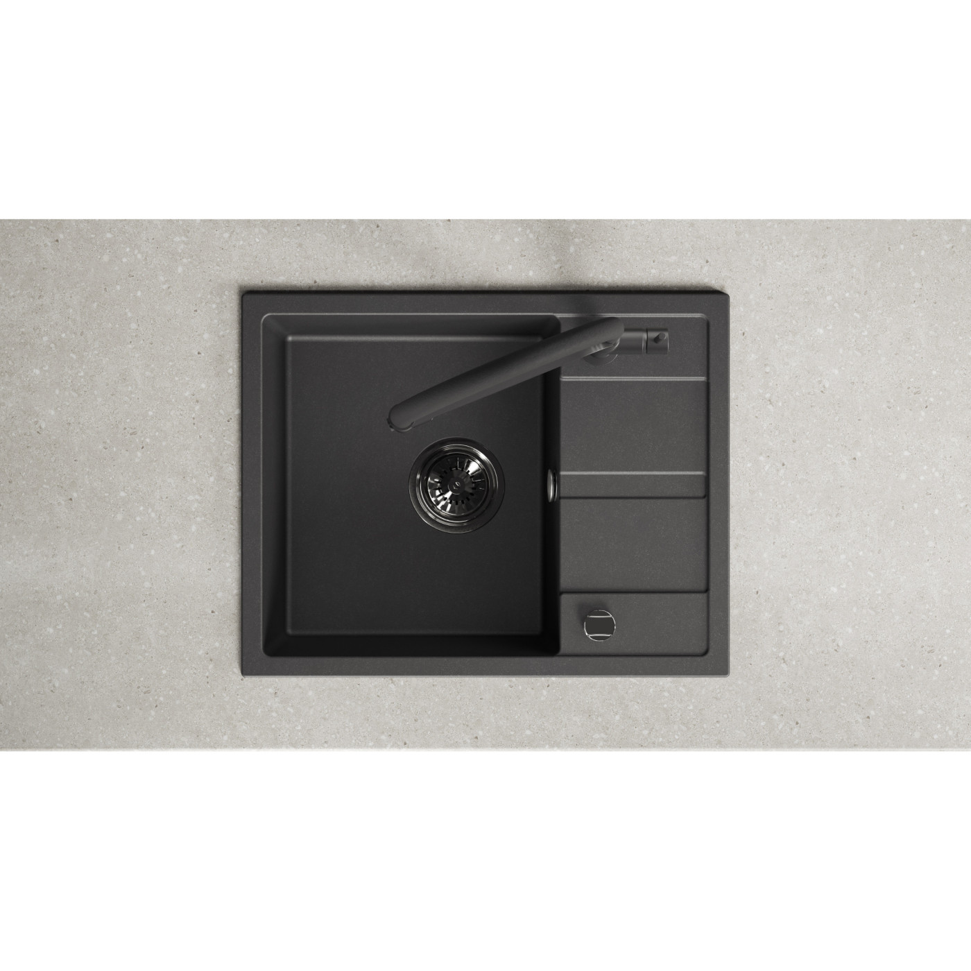 Zlew Zlewozmywak Jednokomorowy Granitowy Czarny z Półociekaczem VITI