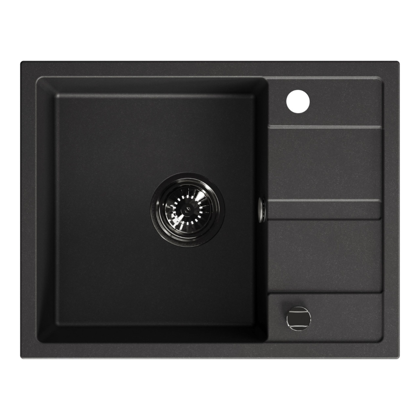 Zlew Zlewozmywak Jednokomorowy Granitowy Czarny z Półociekaczem VITI