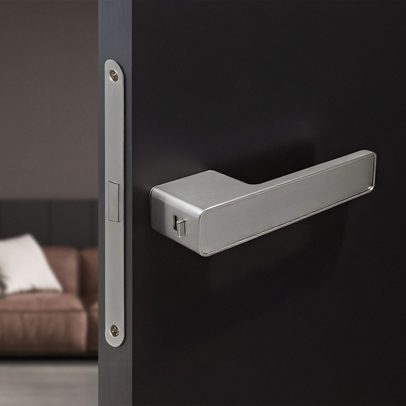 Klamka do Drzwi Wewnętrznych z Blokadą Srebrna SOMBRA Kuchinox Klamka do Drzwi Wewnętrznych z Blokadą Srebrna SOMBRA Kuchinox