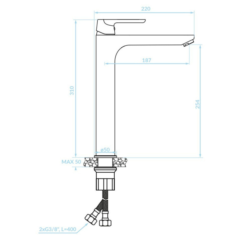 Bateria Umywalkowa Stojąca nablatowa Kuchinox Dima Czarna BQD_72ND