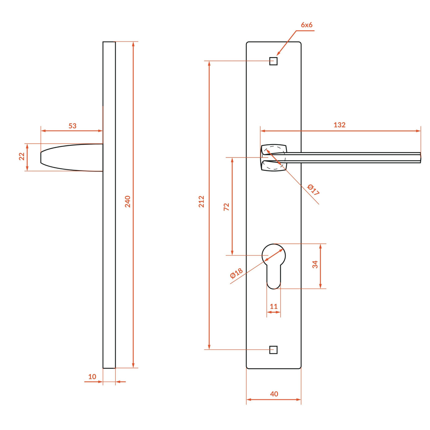 Klamka Wewnętrzna na szyldzie długim na wkładkę Zambia Satyna Kuchinox KAB_3M2A
