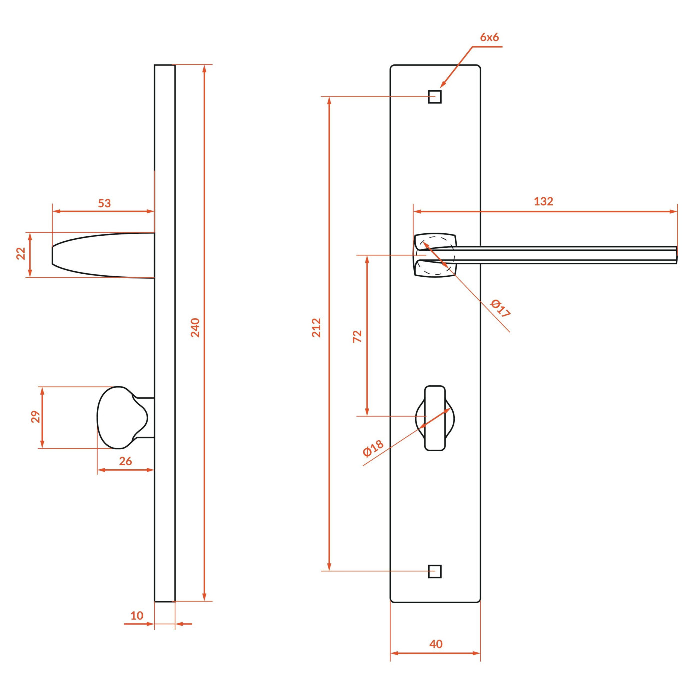 Klamka Wewnętrzna na szyldzie długim WC Zambia Satyna Kuchinox KAB_3M3A