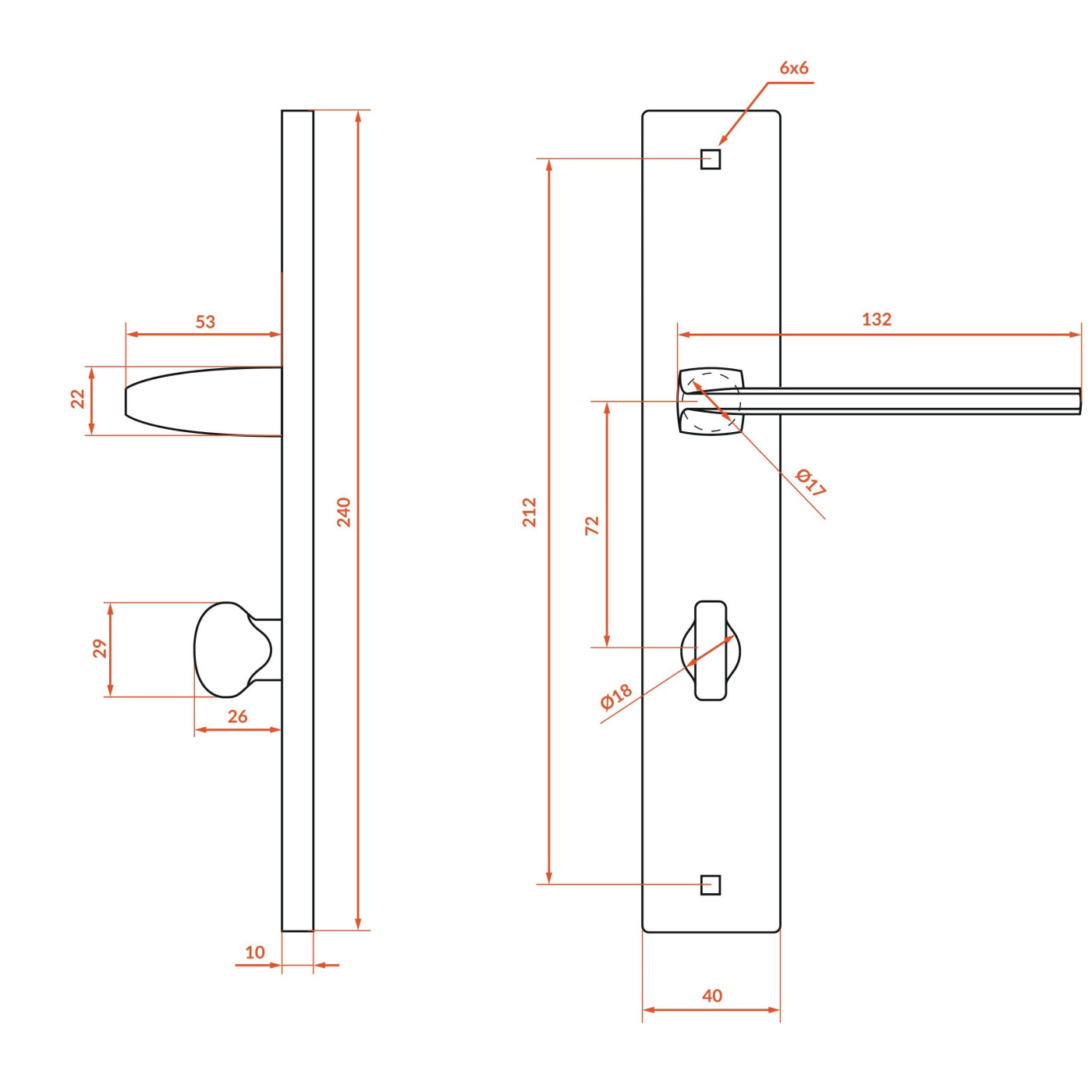 Klamka Wewnętrzna na szyldzie długim WC Zambia Grafit Kuchinox KAB_513A Klamka Wewnętrzna na szyldzie długim WC Zambia Grafit Kuchinox KAB_513A