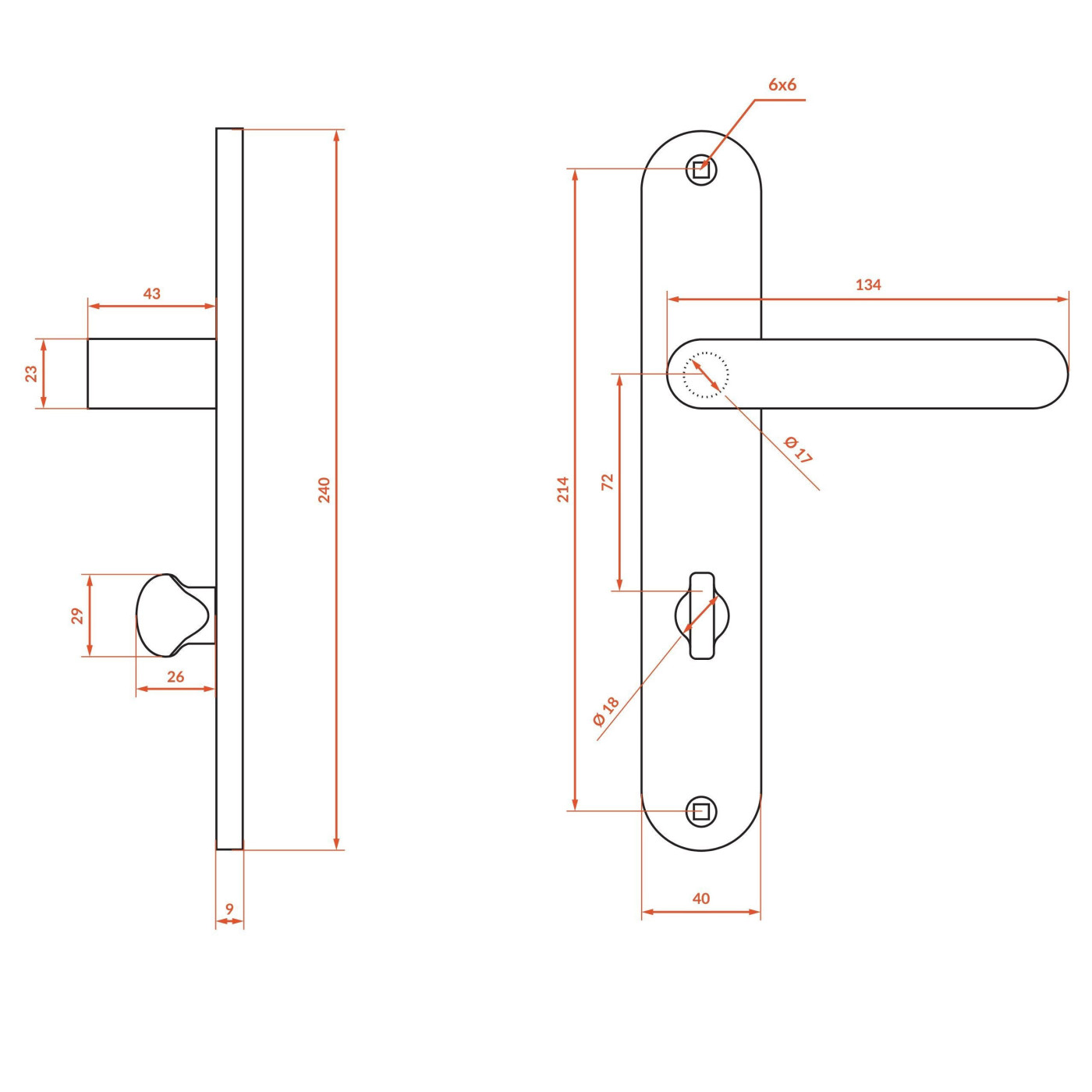 Klamka Wewnętrzna na szyldzie długim na wkładkę Malaga Złota Kuchinox KMG_G12A