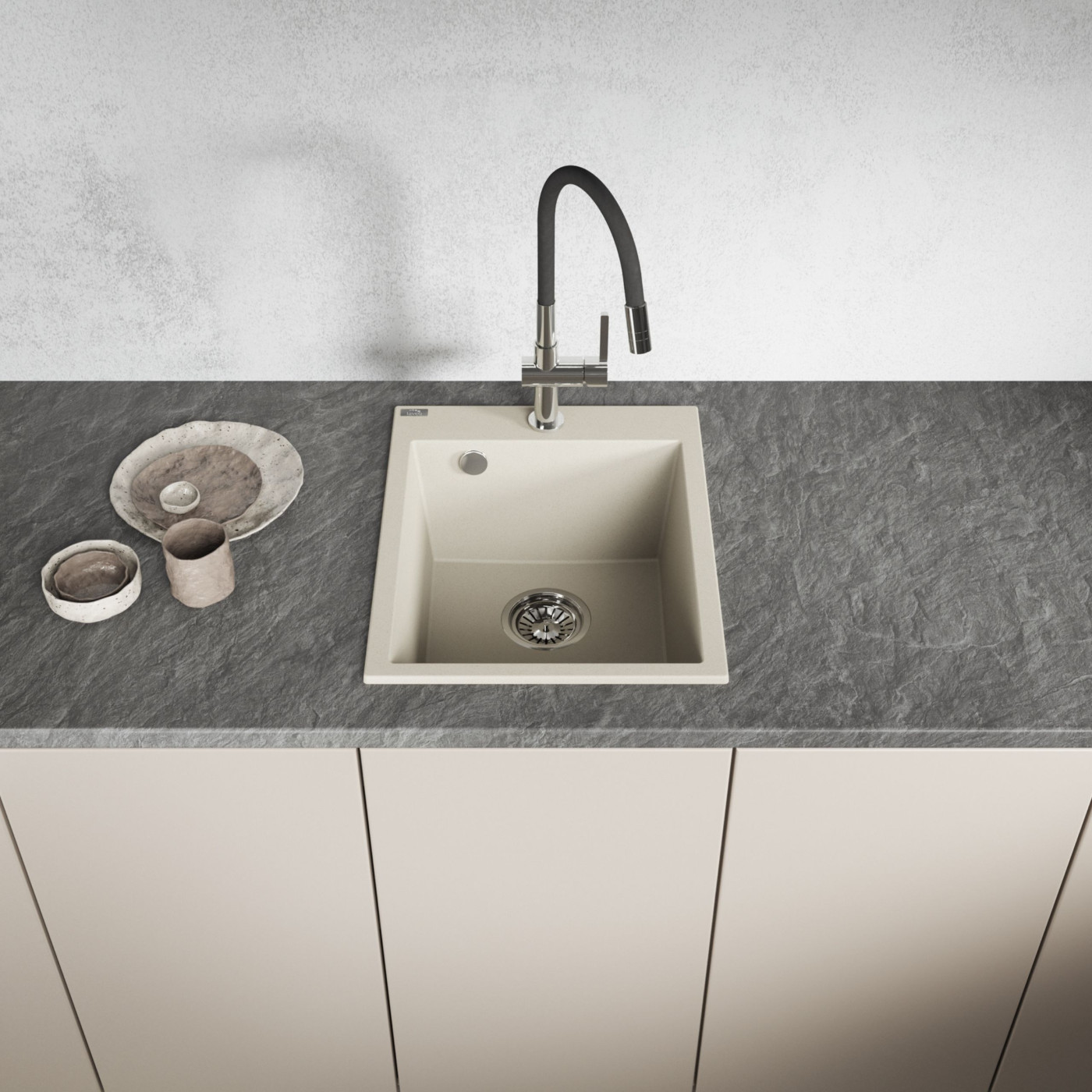 Zlew Zlewozmywak Granitowy Beżowy CHICHI Zlew Zlewozmywak Granitowy Beżowy CHICHI