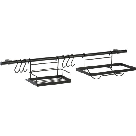 Półka Kuchenna Wisząca z Relingiem Haczykami Zestaw